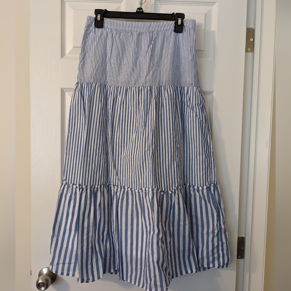 J Crew Striped Blue Skirt S - Picture 2 of 6